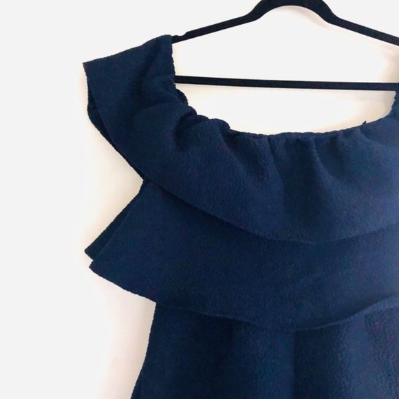 keepsake Magnolia Textures Ruffled Romper Navy M - Picture 6 of 13